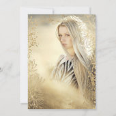 金ゴールドフローラメタリック写真ティアラシックQuinceaenera 招待状 (裏面)