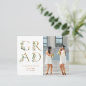 金ゴールドフローラモダンタイポグラフィ撮影 インビテーションポストカード (スタンド正面)