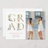 金ゴールドフローラモダンタイポグラフィ撮影 案内状 (正面/裏面)