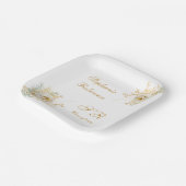 金ゴールドフローラモノグラム卒業パーティー ペーパープレート (傾斜あり)