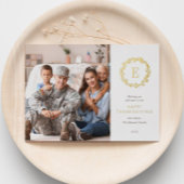 金ゴールドフローラモノグラム感謝祭グリーティングフォト 箔シーズンカード