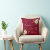 金ゴールドフローラモノグラム結婚オンBurgundy's Gift クッション (椅子)