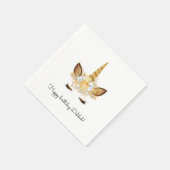 金ゴールドフローラユニコーン誕生日 スタンダードカクテルナプキン (角)