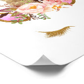 金ゴールドフローラユニコーン顔子供部屋プリントポスター ポスター (角)