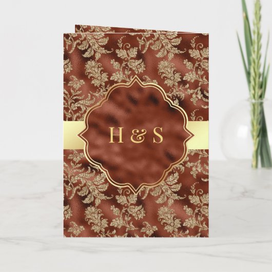 金ゴールドフローララストオレンジイスラム結婚教徒 招待状 (裏面)