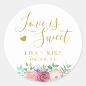 金ゴールドフローララブイズスウィート結婚式の引き出物 ラウンドシール (正面)
