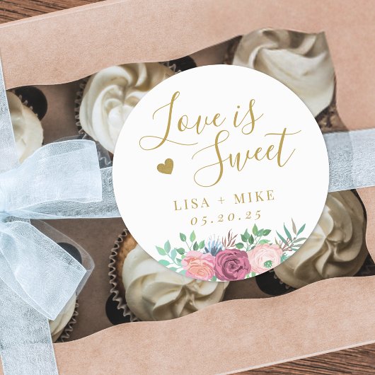 金ゴールドフローララブイズスウィート結婚式の引き出物 ラウンドシール