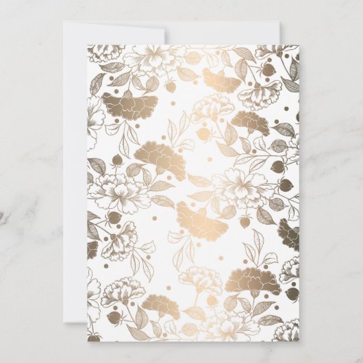 金ゴールドフローラリースエレガント婚約パーティ 招待状 (裏面)