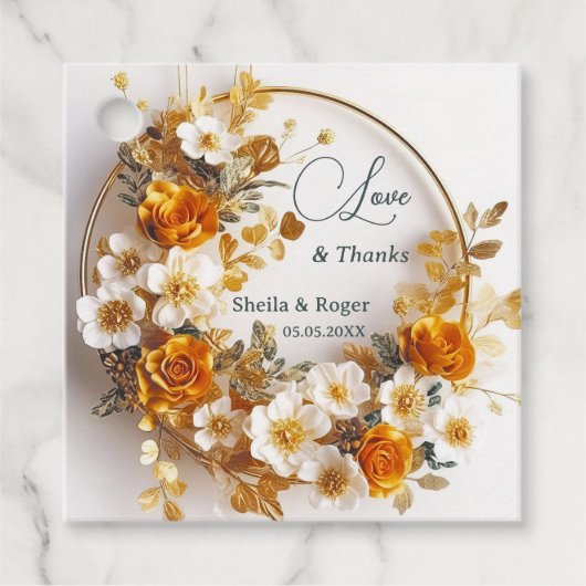 金ゴールドフローラリースサンキュー結婚ズ フェイバータグ (正面)