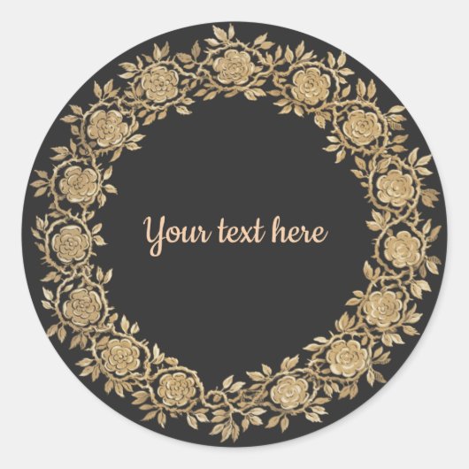 金ゴールドフローラリーステンプレート ラウンドシール (正面)
