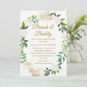 金ゴールドフローラリースブランチ&バブリーブライダルシャワー 招待状 (スタンド正面)