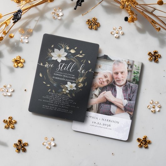 金ゴールドフローラリース我々はまだ誓い更新写真を行う 招待状