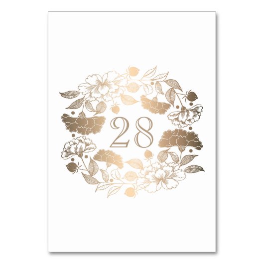 金ゴールドフローラリース牡丹庭園の結婚式 テーブルナンバー (正面)