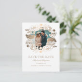 金ゴールドフローラリース | 牡丹 | 写真の保存日付 案内ポストカード (スタンド正面)