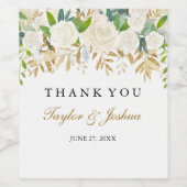 金ゴールドフローラリーフサンキュー結婚のワインラベル ワインラベル (シングルラベル)