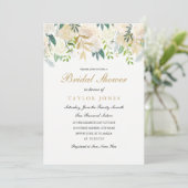金ゴールドフローラリーフブライダルシャワー招待状 招待状 (スタンド正面)