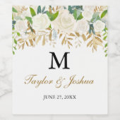 金ゴールドフローラリーフモノグラム結婚のワインラベル ワインラベル (シングルラベル)