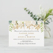 金ゴールドフローラリーフリハーサルディナー招待状 招待状 (スタンド正面)