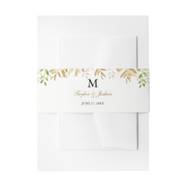 金ゴールドフローラリーフ水結婚色のベリーバンド 招待状ベリーバンド