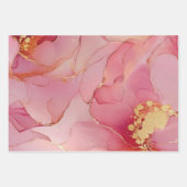 金ゴールドフローラリーフ赤面ピンクブライダルシャワー ラッピングペーパーシート (正面3)