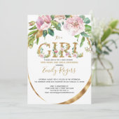 金ゴールドフローラレタリングガールベビーシャワー セーブザデート (スタンド正面)