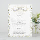 金ゴールドフローラレター赤ちゃんシャワー電話ゲーム 招待状 (スタンド正面)