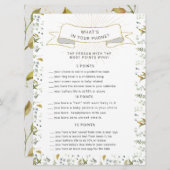 金ゴールドフローラレター赤ちゃんシャワー電話ゲーム 招待状 (正面/裏面)