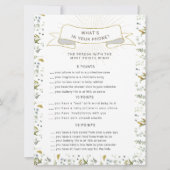 金ゴールドフローラレター赤ちゃんシャワー電話ゲーム 招待状 (正面)