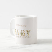 金ゴールドフローラレター赤ちゃんシャワー コーヒーマグカップ (正面左)