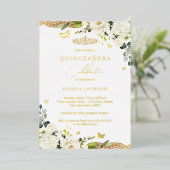 金ゴールドフローラレースキンセアニェラ15誕生日 箔招待状 (立ち正面)