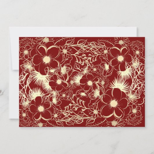 金ゴールドフローラレ結婚ースの写真招待状 招待状 (裏面)