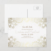 金ゴールドフローラワンダーランドホワイト日付を保存 案内ポストカード (正面/裏面)