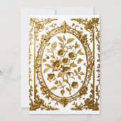 金ゴールドフローラヴィンテージウェディング招待状 招待状 (裏面)