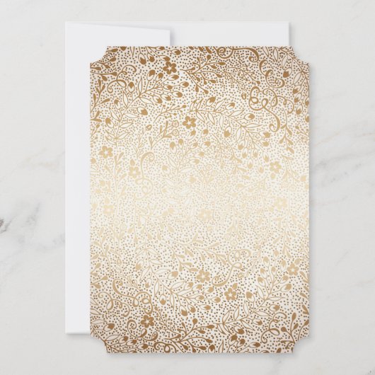 金ゴールドフローラヴィンテージウェディング招待状 招待状 (裏面)