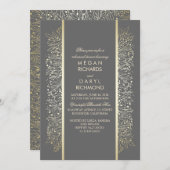 金ゴールドフローラヴィンテージリハーサルディナー 招待状 (正面/裏面)