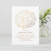 金ゴールドフローラヴィンテージ白ブライダルシャワー 招待状 (スタンド正面)