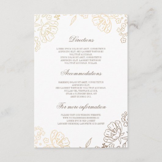 金ゴールドフローラヴィンテージ結婚情報詳細 エンクロージャーカード (正面)