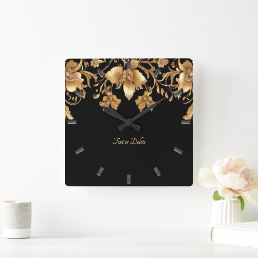 金ゴールドフローラ壁時計 スクエア壁時計 (ホーム)