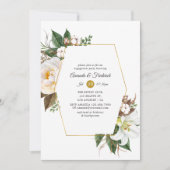 金ゴールドフローラ幾何婚約パーティ 招待状 (正面)