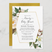 金ゴールドフローラ幾何学的ドライブ(シャワー駆動) 招待状 (正面/裏面)