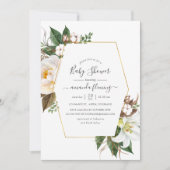 金ゴールドフローラ幾何学的ベビーシャワー 招待状 (正面)