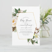 金ゴールドフローラ幾何学的ベビーシャワー 招待状 (スタンド正面)