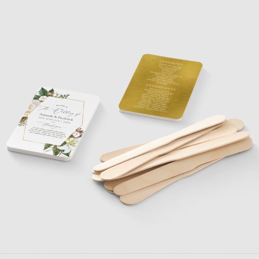 金ゴールドフローラ幾何結婚式 プログラム ハンドファン (組立なし)