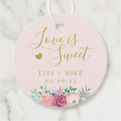 金ゴールドフローラ愛はスウィート結婚の丸ピンク フェイバータグ (正面)