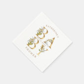 金ゴールドフローラ手紙ベビーシャワーモノグラムナプキン スタンダードカクテルナプキン (角)