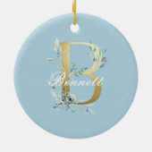 金ゴールドフローラ文字「B」のカスタマイズ セラミックオーナメント (裏面)