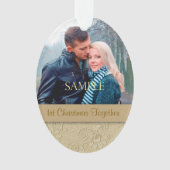 金ゴールドフローラ旋回初めてのクリスマステンプレート オーナメント (正面)