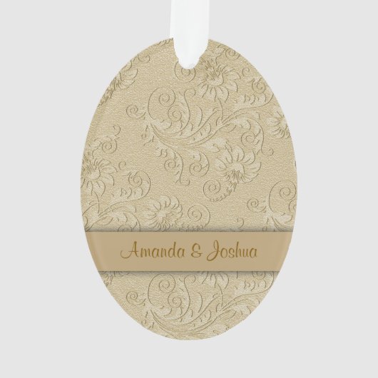 金ゴールドフローラ旋回初めてのクリスマステンプレート オーナメント (裏面)