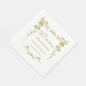 金ゴールドフローラ旋回結婚50周年記念 スタンダードランチョンナプキン (角)