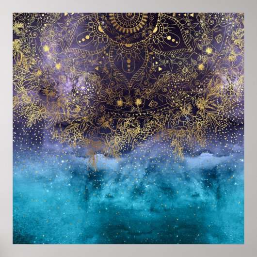 金ゴールドフローラ曼荼羅と紙吹雪像 ポスター (正面)